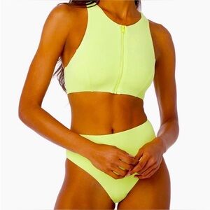 WeWoreWhat Zip Front Racerback Top & Emily Bottom Bikini Set